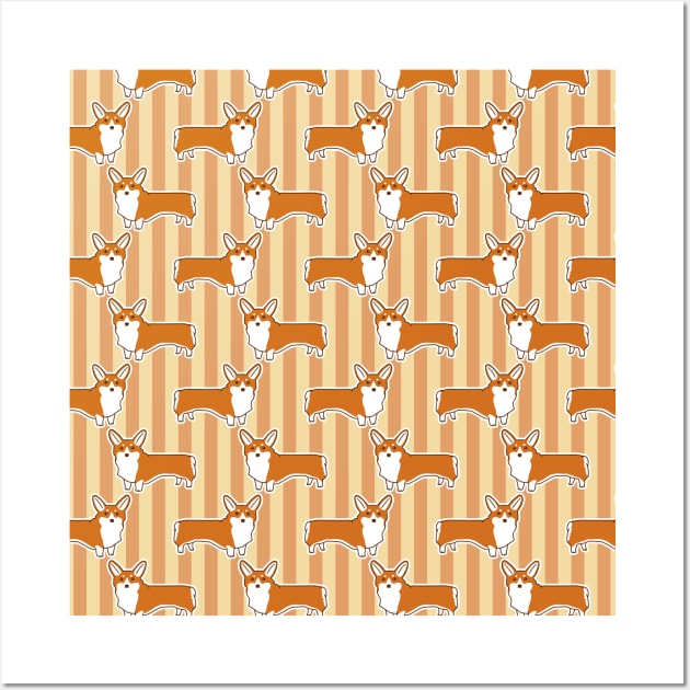 Corgi Stripes Pattern Wall Art by saradaboru